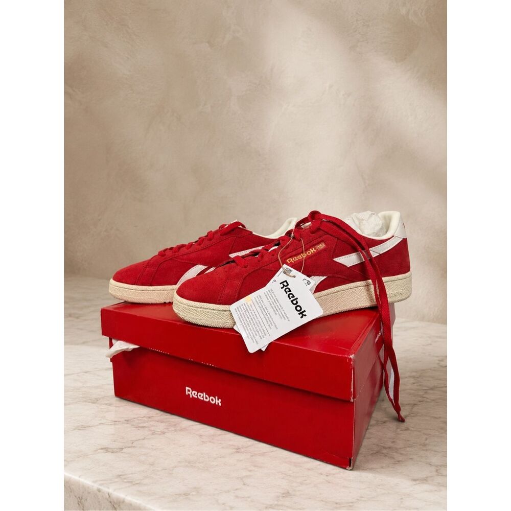 Reebok Club C Grounds UK Retro Suede Sneakers Red Size 8.5 Men / 10 Women NIB - Picture 6 of 11